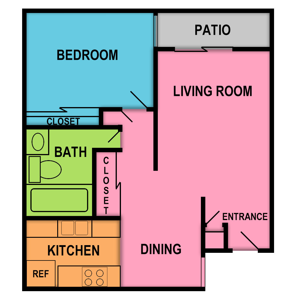 This image is the visual schematic floorplan representation of Plan A at Sonoma Hills Apartments.