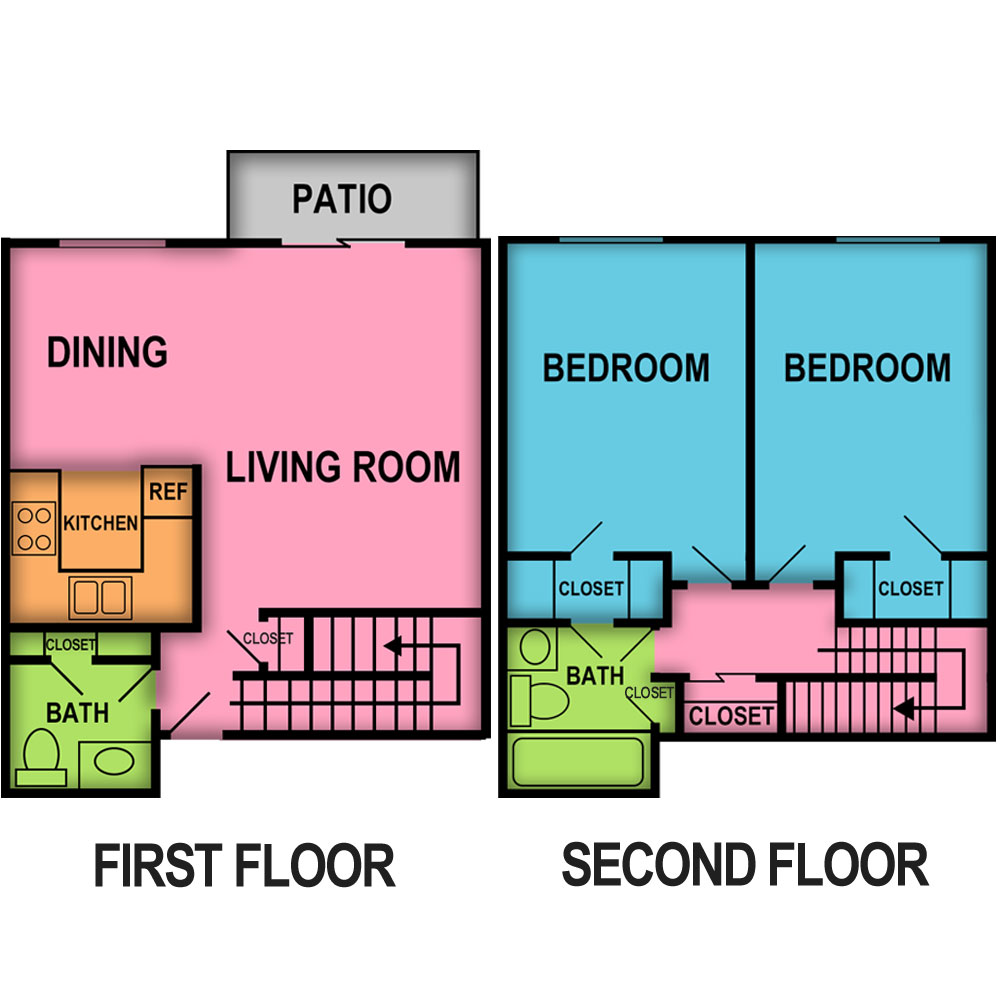 This image is the visual schematic floorplan representation of Plan D (townhome) at Sonoma Hills Apartments.