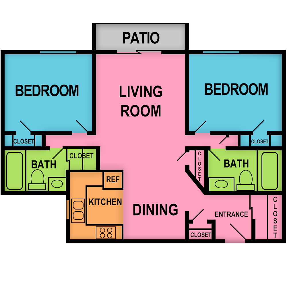 This image is the visual schematic floorplan representation of Plan B at Sonoma Hills Apartments.